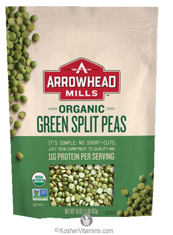 Arrowhead Mills Kosher Organic Green Split Peas 6 Pack 16 OZ
